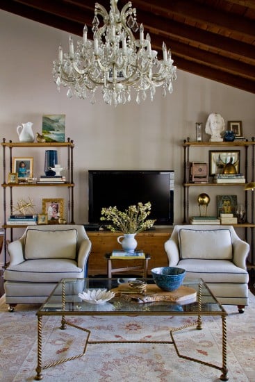 Living Room_Chair Coffee Table Shelf Chandelier